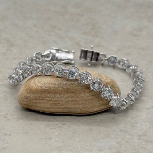 Elegant Round Lab Diamond Tennis Bracelet White Gold Platinum LS7302