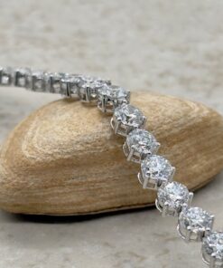 Lab Grown Diamond Tennis Bracelet Round Cut White Gold Platinum LS7302