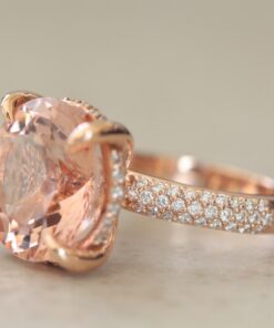 9 Carat Round Solitaire Morganite Ring Triple Shank Rose Gold LS5952