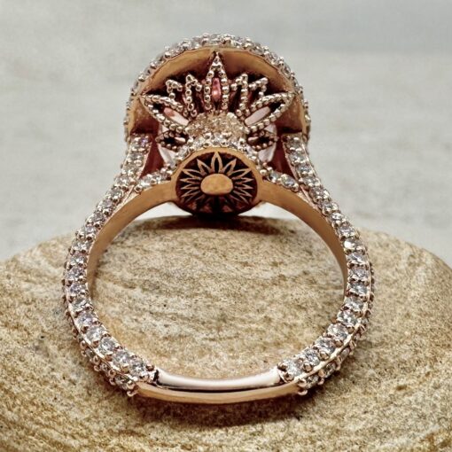 Morganite Diamond Sunflower Filigree Engagement Ring Rose Gold LS7058