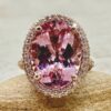 Rich Pink Morganite Diamond Sunflower Engagement Ring Rose Gold LS7058