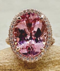 Rich Pink Morganite Diamond Sunflower Engagement Ring Rose Gold LS7327