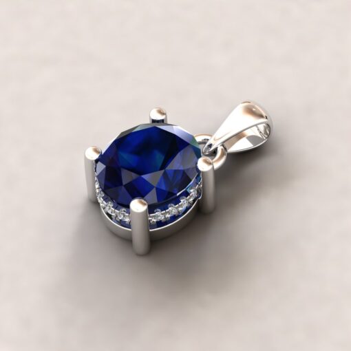 Custom Sapphire and Diamond Pendant - Image 3