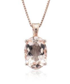 Bride Necklace Morganite Pendant Gold Heart Filigree Rose Gold LS4665