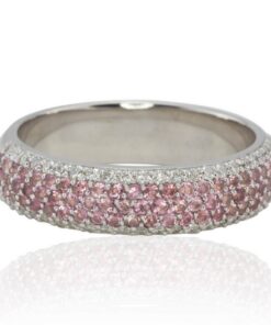 October .73 Carat Round Cut Pink Tourmaline White Gold Platinum LS4349