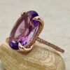 Oval Cut Amethyst Engagement Ring Diamond Hidden Halo Rose Gold LS7126