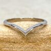 Plain Chevron Tiara Wedding Band Ring Stack White Gold Platinum LS7055