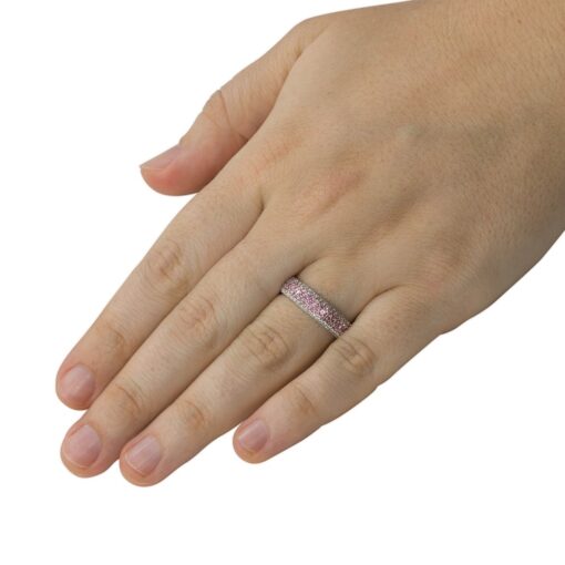 Round Pink Tourmaline Stacking Band Diamond White Gold Platinum LS4349