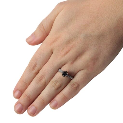 1.25 Carat Black Diamond Engagement Ring White Gold Platinum LS4490