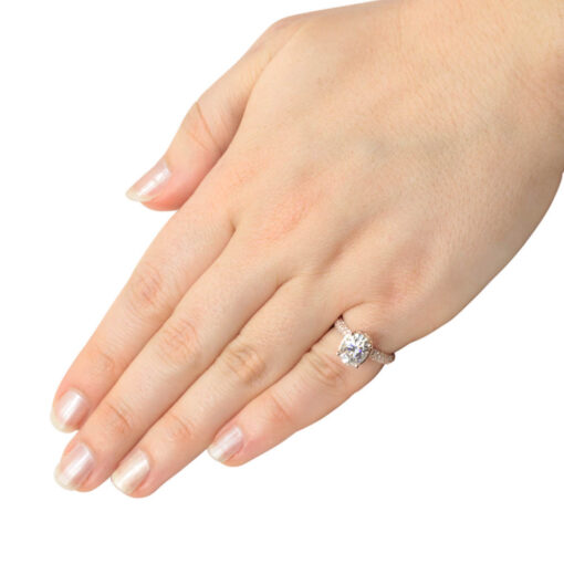 2.1 Carat Oval Moissanite Golden Heart Filigree Ring Rose Gold LS4600