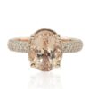 2.5 Carat Peachy Pink Oval Morganite Ring Hidden Halo Rose Gold LS4550