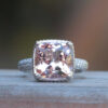 4 Carat Morganite Engagement Ring Cushion White Gold Platinum LS5146