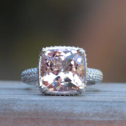 4 Carat Morganite Engagement Ring Cushion White Gold Platinum LS5146