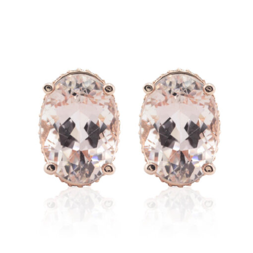 5 Carat Peachy Pink Morganite Earrings English Lock Rose Gold LS4689