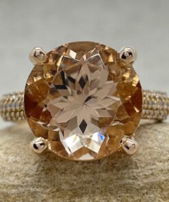 5 Carat Round Cut Morganite Diamond Engagement Ring Rose Gold LS5353