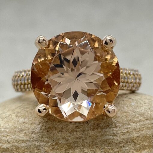 5 Carat Round Cut Morganite Diamond Engagement Ring Rose Gold LS5353