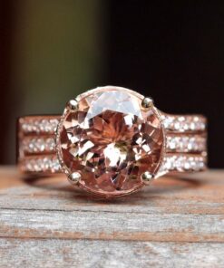 5 Carat Round Cut Morganite Ring Filigree Hidden Halo Rose Gold LS5074