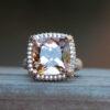 7 Carat Peachy Pink Morganite Diamond Engagement Ring Rose Gold LS5159