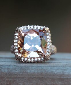 7 Carat Peachy Pink Morganite Diamond Engagement Ring Rose Gold LS5159