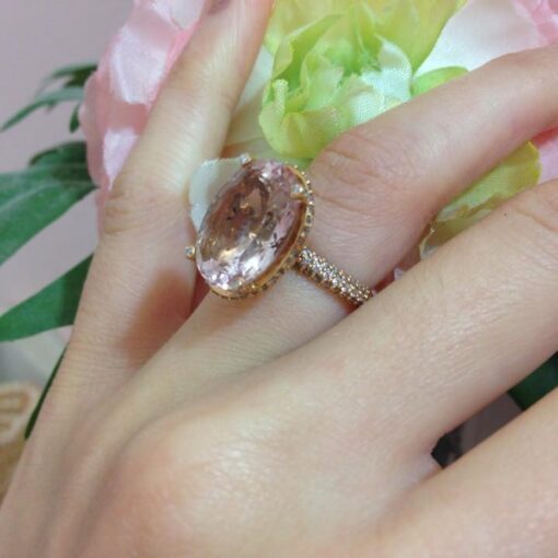AAA Oval Cut Pink Morganite Engagement Ring White Gold Platinum LS7247