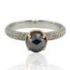 Black Diamond Halo Engagement Ring Filigree White Gold Platinum LS4490