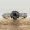 Black Diamond Halo Filigree Engagement Ring White Gold Platinum LS4490