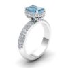 Emerald Cut Aquamarine Ring Filigree Basket White Gold Platinum LS7253