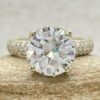 Forever One Moissanite Engagement Ring Three Shank Yellow Gold LS6831