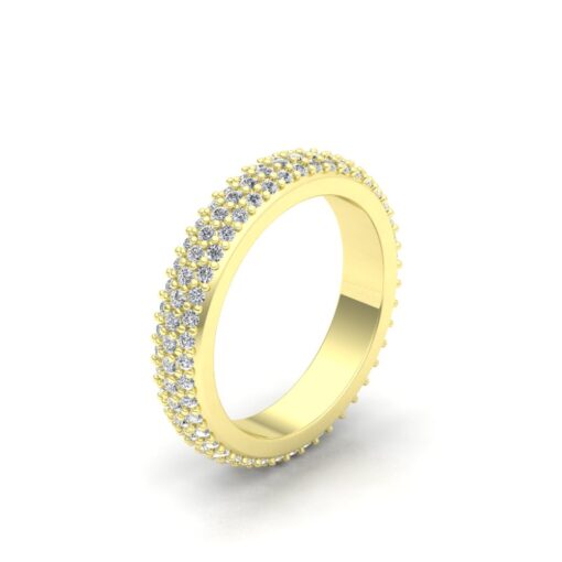 Full Eternity Diamond Three Row Shank Wedding Ring Yellow Gold LS5294