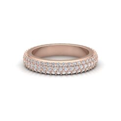 Full Eternity Three Row Diamond Matching Wedding Ring Rose Gold LS5294