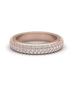 Full Eternity Three Row Diamond Matching Wedding Ring Rose Gold LS5294