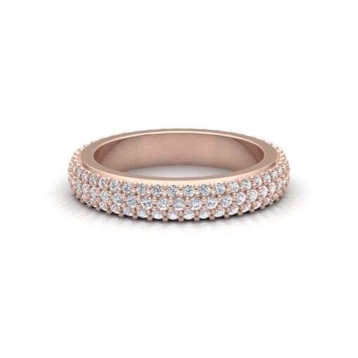Full Eternity Three Row Diamond Matching Wedding Ring Rose Gold LS5294