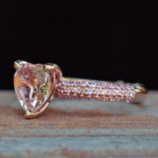 Genuine Heart Morganite Pink Sapphire Engagement Ring Rose Gold LS4937