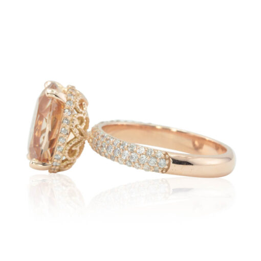 Genuine Peachy Pink Morganite Diamond Engagement Ring Rose Gold LS4666