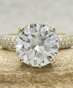IGI Lab Grown Diamond Engagement Ring Triple Shank Yellow Gold LS6831