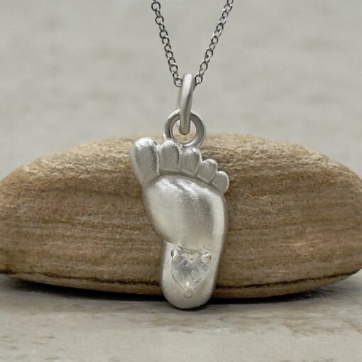 Custom Silver and Moonstone Baby Foot Pendant - Image 2