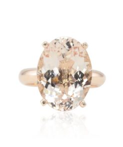 Large Oval Cut Peachy Pink Morganite Engagement Ring Rose Gold LS4668