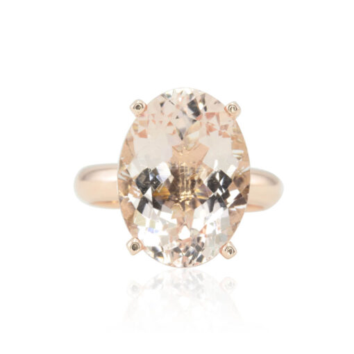 Large Oval Cut Peachy Pink Morganite Engagement Ring Rose Gold LS4668