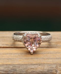 Light Pink Heart Cut Morganite Ring Diamond White Gold Platinum LS6795