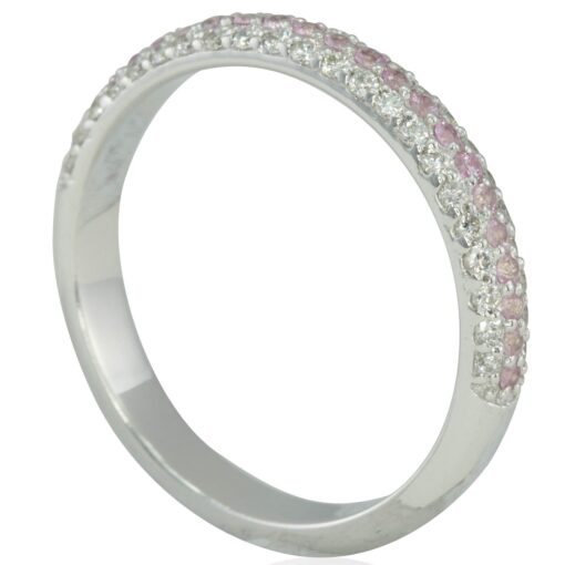Light Pink Sapphire Diamond Stacking Ring White Gold Platinum LS4368