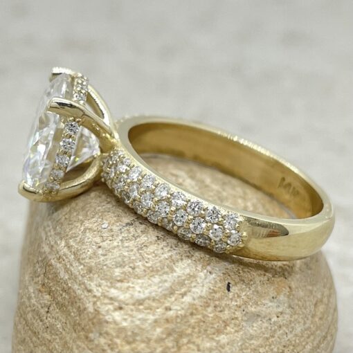 Moissanite Diamond Lab Organic Halo Engagement Ring Yellow Gold LS6831