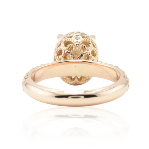 Moissanite Golden Filigree Half Eternity Diamond Ring Rose Gold LS4600