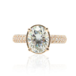 Moissanite Golden Heart Filigree Half Eternity Ring Rose Gold LS4600