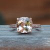 Morganite Cushion Engagement Ring Diamond Hidden Halo Rose Gold LS5083