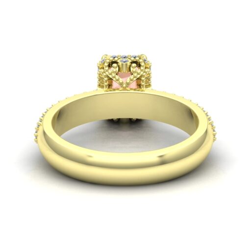 Morganite Diamond Engagement Ring Filigree Basket Yellow Gold LS7252