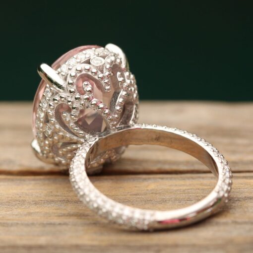 Morganite Engagement Ring Filigree Basket White Gold Platinum LS7247