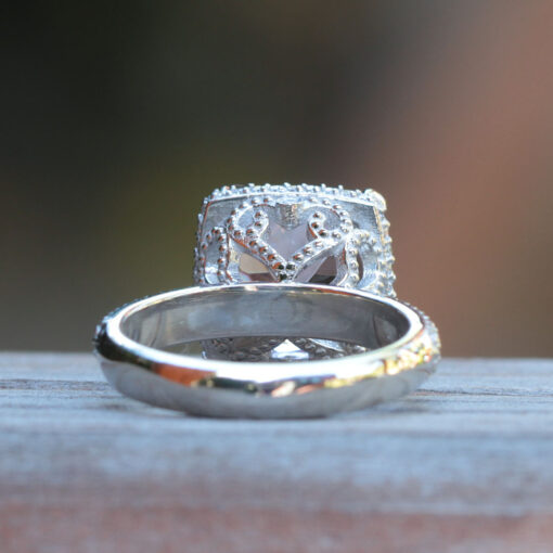 Morganite Engagement Ring Square Cushion White Gold Platinum LS5146