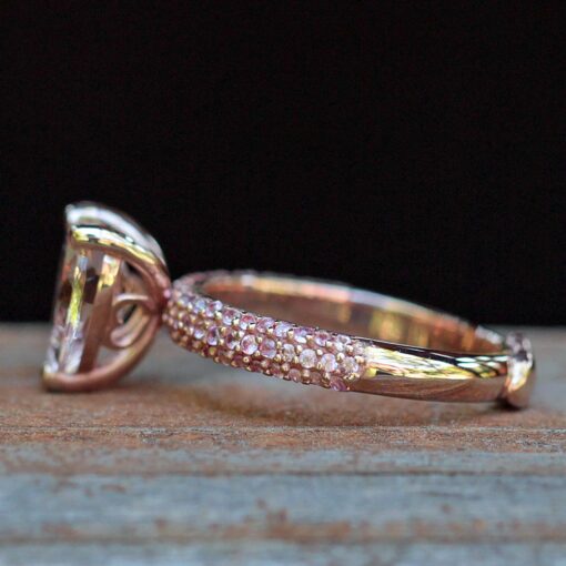 Morganite Pink Sapphire Gold Hearts Engagement Ring Rose Gold LS4937