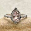 Morganite Salt and Pepper Engagement Ring White Gold Platinum LS7124