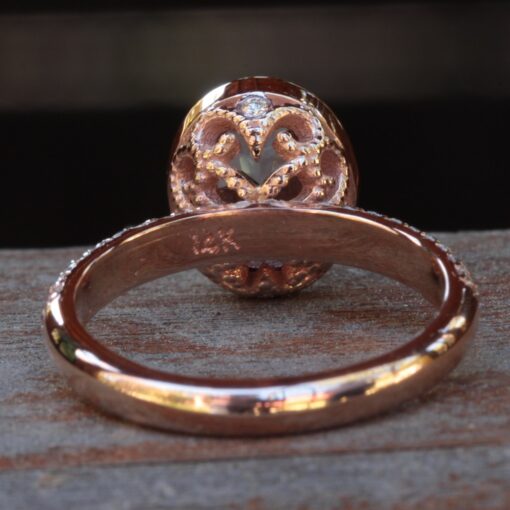 Morganite Triple Half Eternity Shank Engagement Ring Rose Gold LS4809